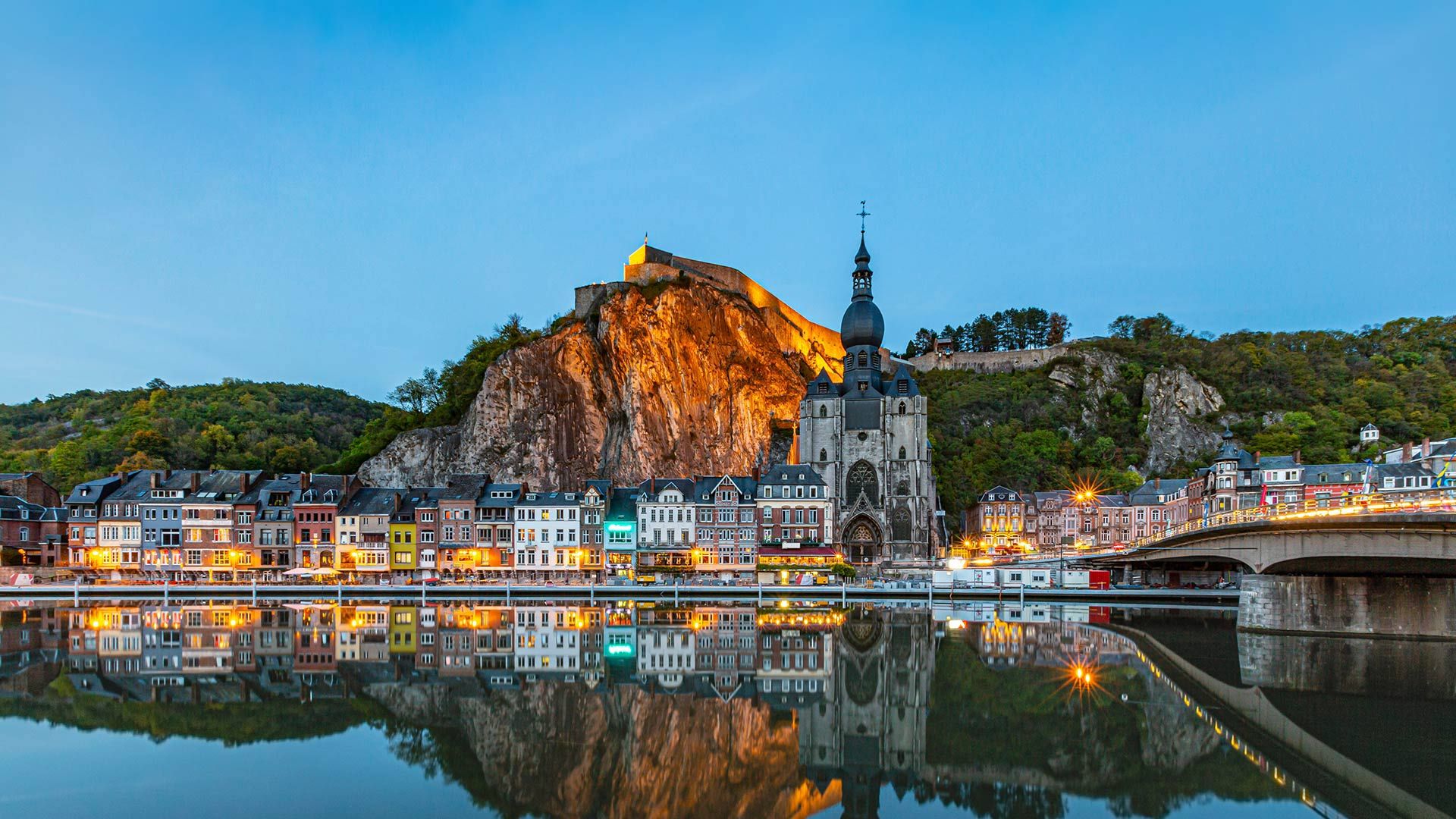 The town of Dinant and the River Meuse in Namur province, Belgium
