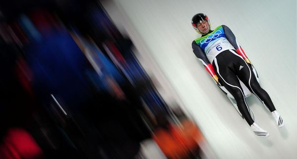 David Möller, Deutschland, beim Herreneinzel der Rennrodler bei den Winterspielen 2010.