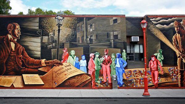 \'Mapping Courage: Honoring W.E.B. Du Bois & Engine #11,\' a mural by Willis Humphrey, Philadelphia, PA