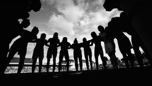 France players in a huddle prior to their semi-final match against Spain at the Fifa U-20 Women\'s World Cup