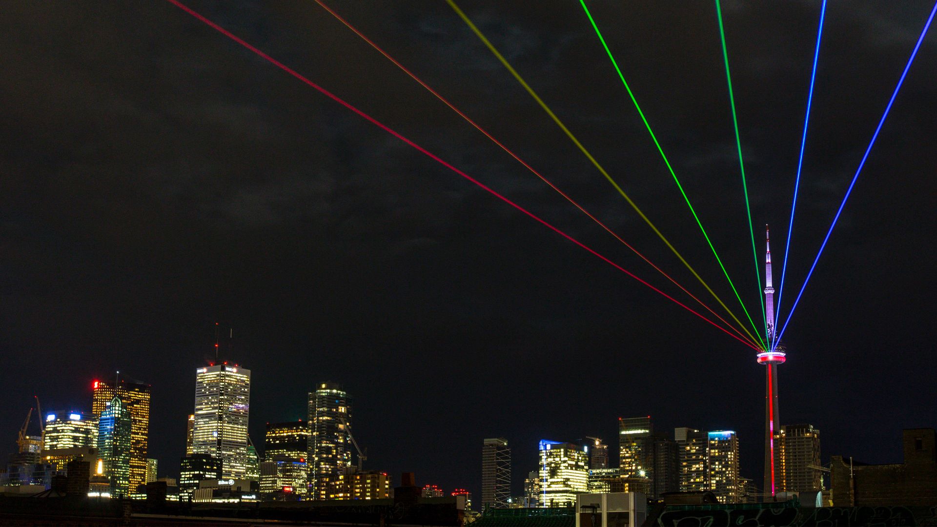 The light installation 'Global Rainbow' by artist Yvette Mattern