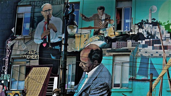 The North Beach Jazz Mural by artist Bill Weber in San Francisco, USA