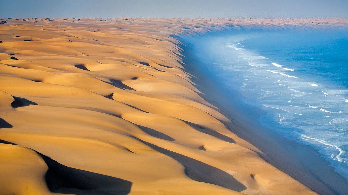 Namib Desert at the Atlantic Ocean in Africa