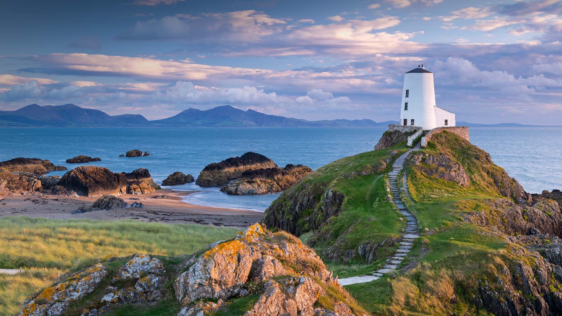 Tŵr Mawr Lighthouse on Llanddwyn Island in Anglesey, North Wales