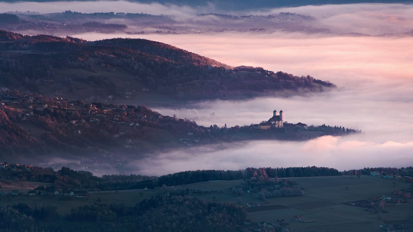 Alpine foothills surrounding the town of Weiz in Styria, Austria