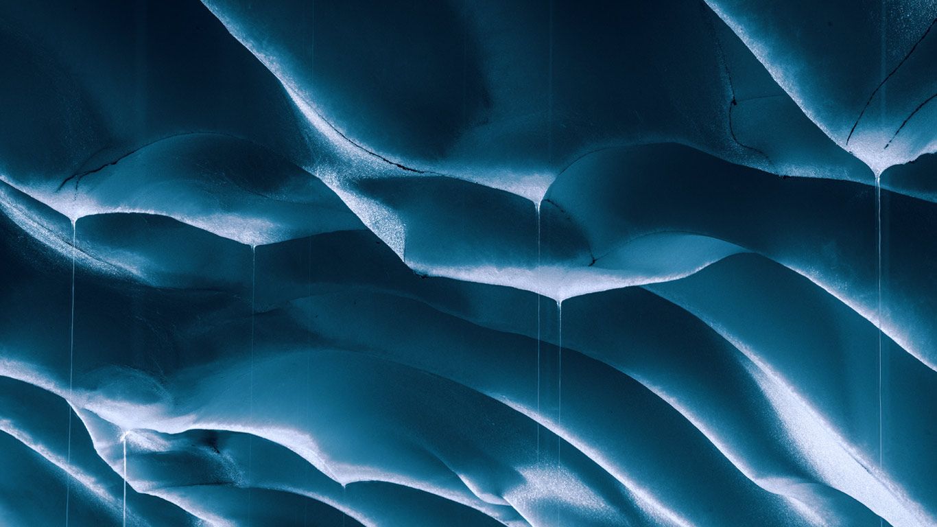 Melting ice walls of a glacier cave, Mount Rainier, Washington