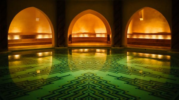 Hammam bath house beneath the Hassan II Mosque, Casablanca, Morocco