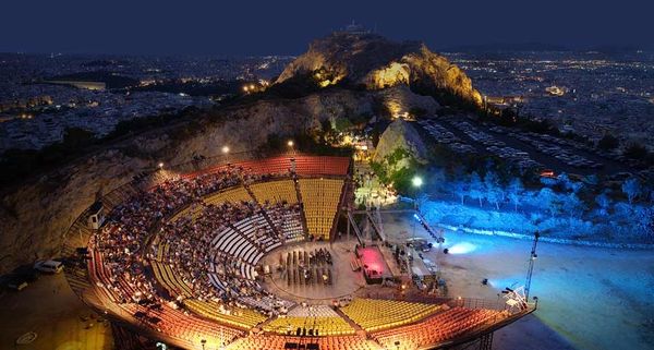 The open-air theater of Lykavittos Hill in Athens, Greece