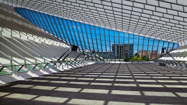 Interior of Liege-Guillemins railway station, Liege, Belgium