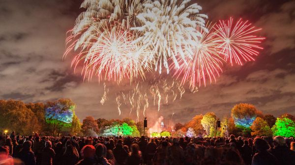 A fireworks display in Battersea Park, London