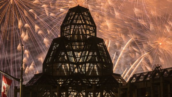 Canada Day firework show behind the National Gallery of Canada, Ottawa