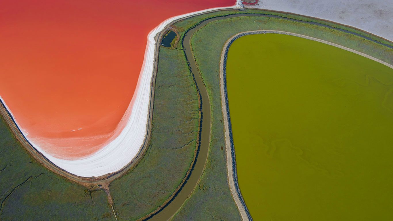 Salt evaporation ponds in San Francisco Bay, California, USA