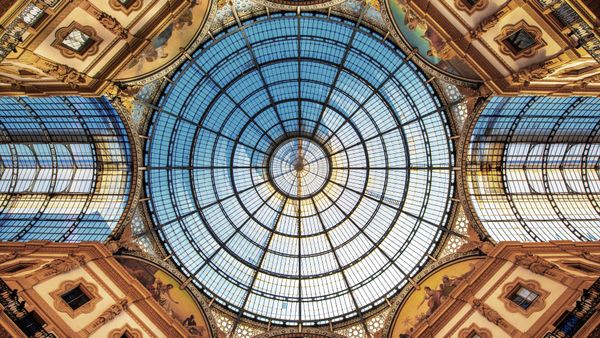 The glass dome of Galleria Vittorio Emanuele II, Milan, Italy