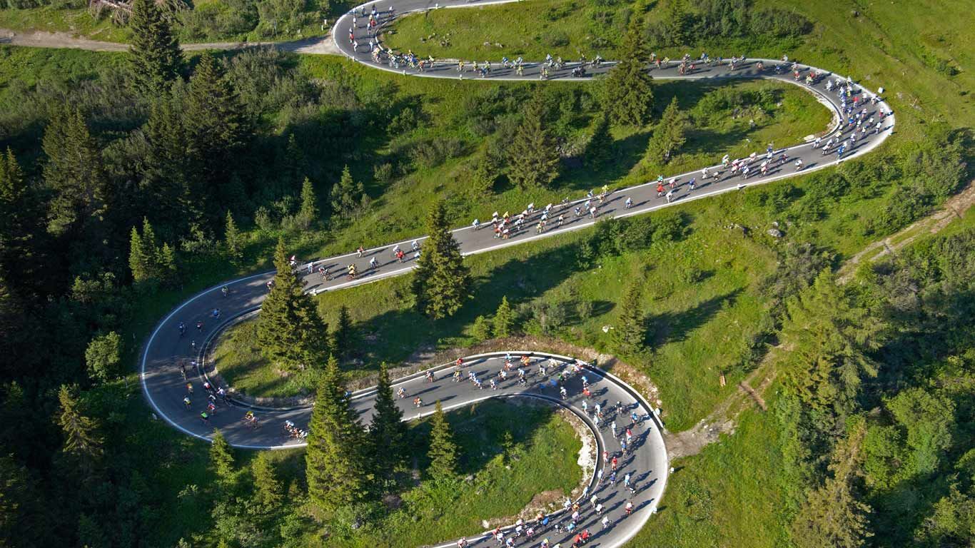 The Maratona dles Dolomites cycling race in Italy