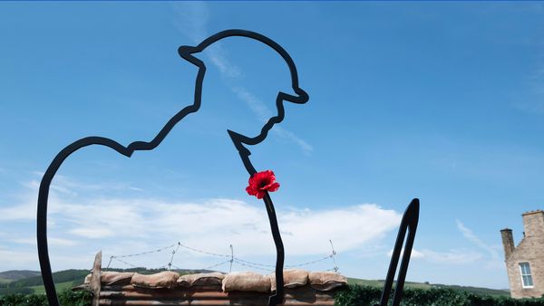 A British Tommy figure at the war memorial in Selkirk