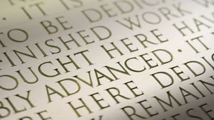 Engraving of the Gettysburg Address at the Lincoln Memorial, Washington, D.C. (© Ocean/Corbis)(Bing United States)