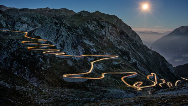 Tremola Road on the Saint Gotthard Pass in Airolo, Switzerland