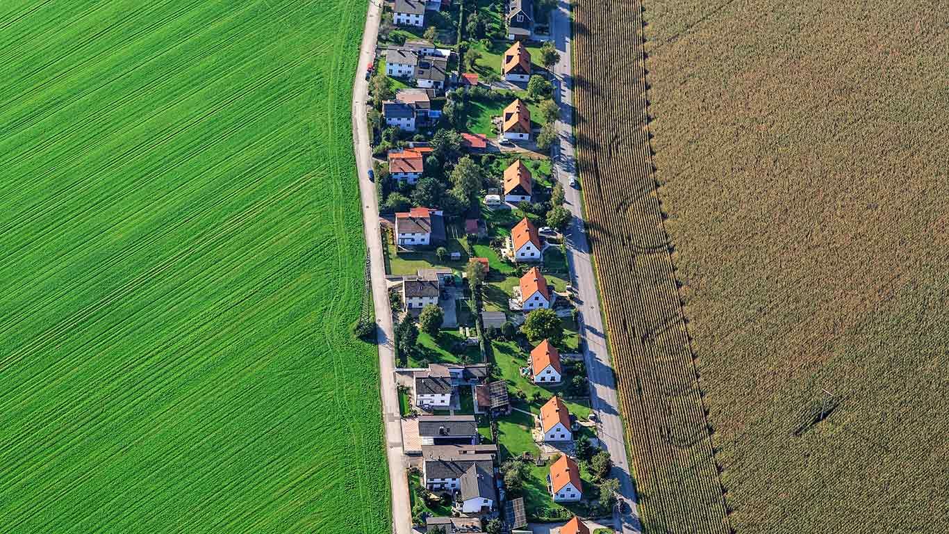 Aerial view of Poing, Bavaria, Germany