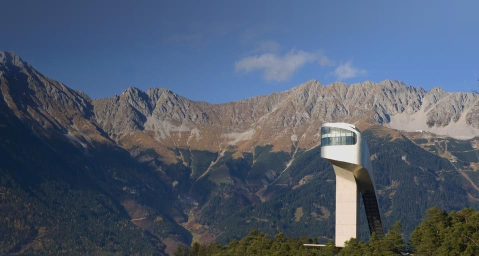 Die Skisprungschanze Bergisel in Innsbruck, Tirol, Österreich
