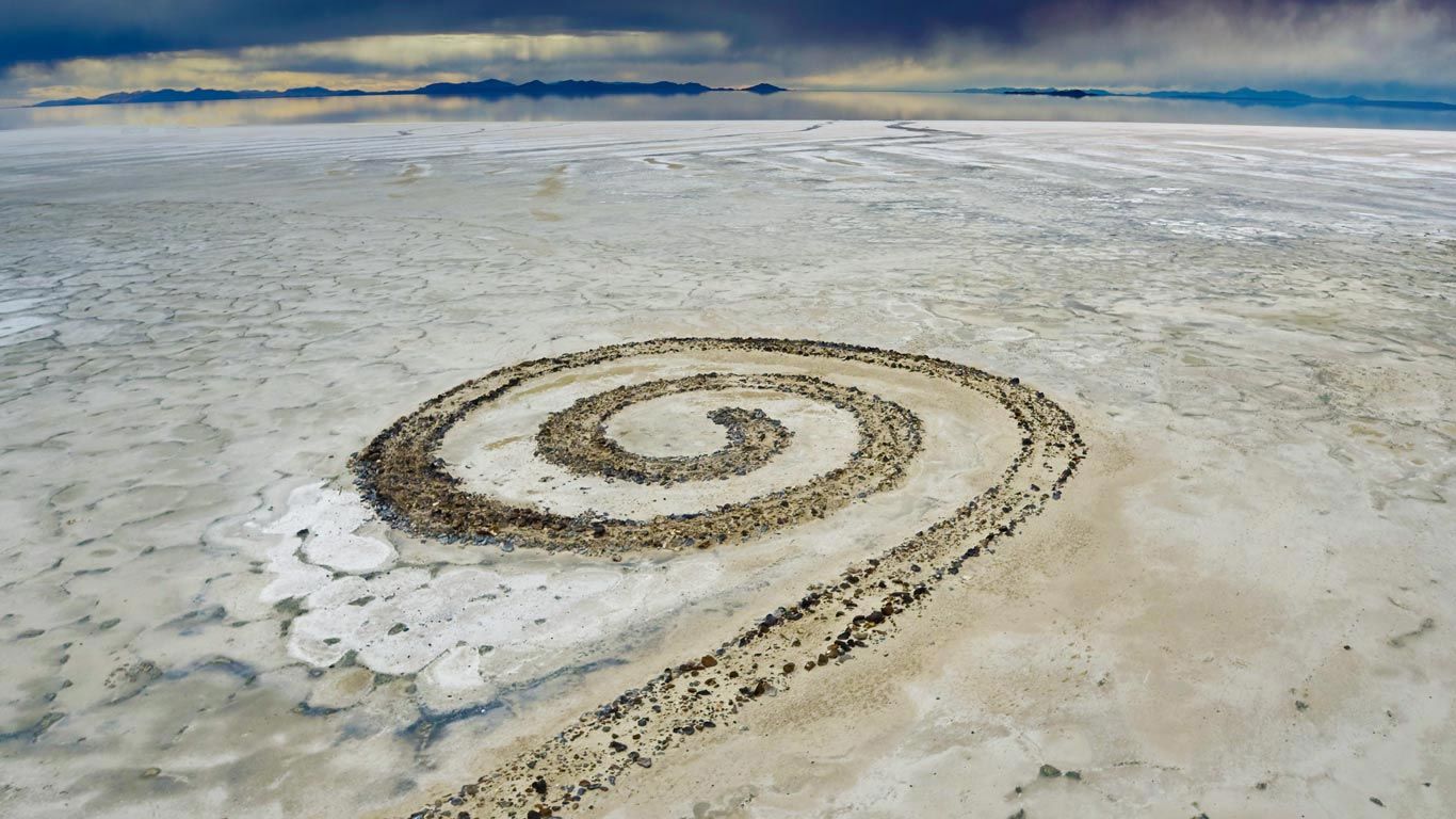 The ‘Spiral Jetty’ at Great Salt Lake, Utah