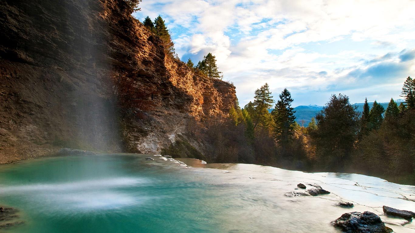 Waterfall at Fairmont Hot Springs near Fairmont, British Columbia, Canada
