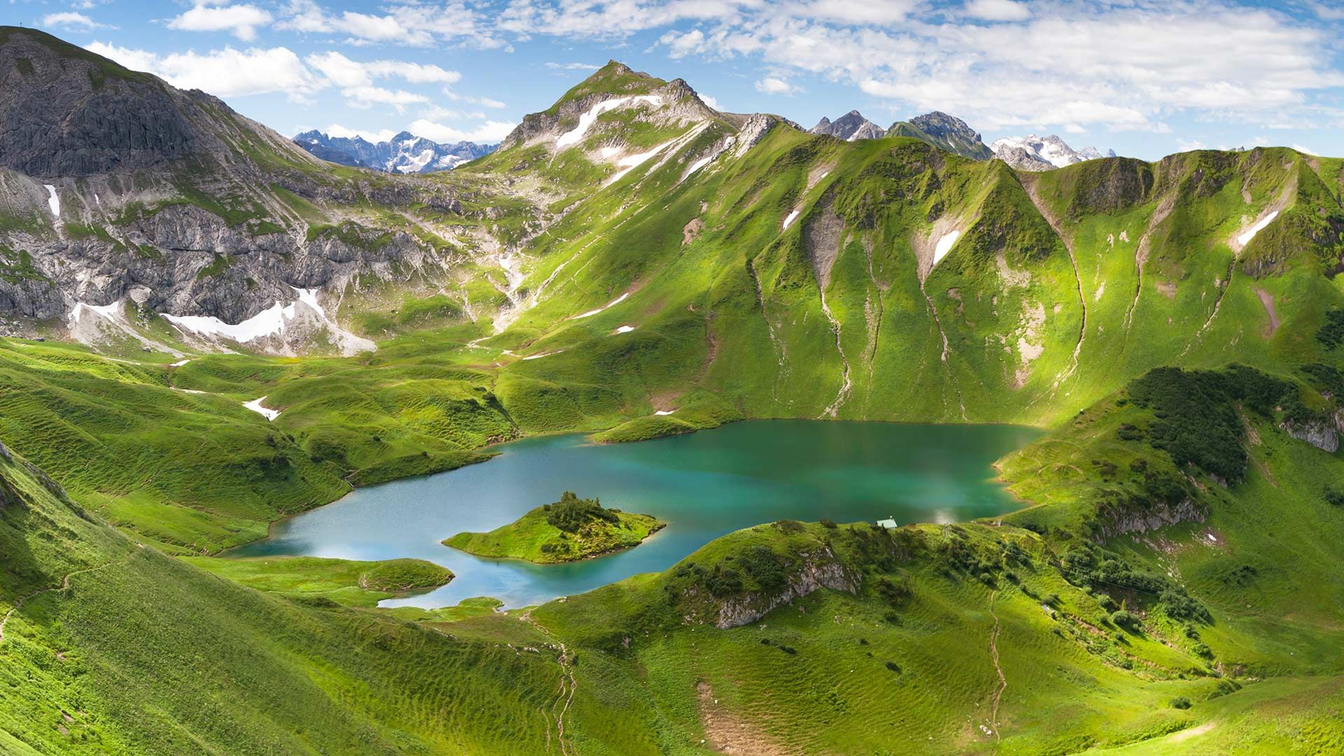 Panorama of the Schrecksee, a lake in Bavaria, Germany