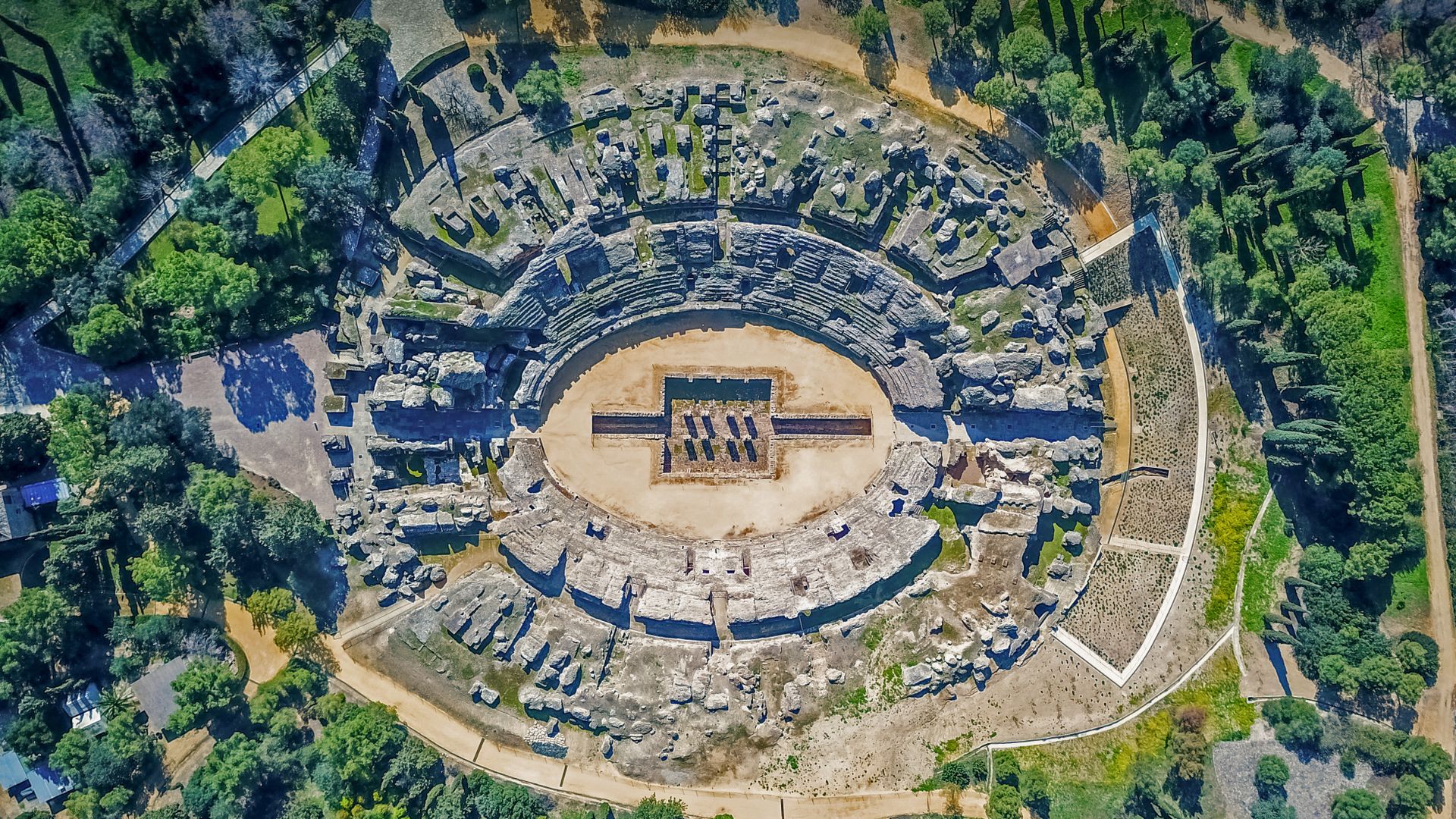 The Roman amphitheatre of Itálica near Santiponce, Spain