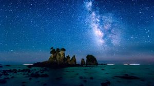 ｢天の川と蓑掛岩｣静岡県, 伊豆半島 (© GettyImages)(Bing Japan)