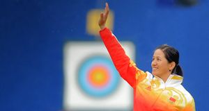 2008年北京奥运会女子个人射箭金牌得主张娟娟 -- JUNG YEON-JE/AFP/Getty Images &copy; (Bing China)