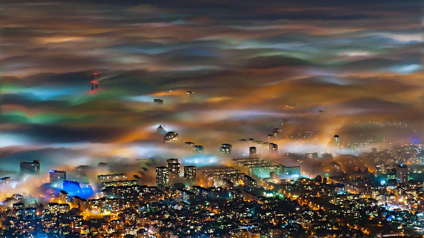 Fog over Sofia, Bulgaria