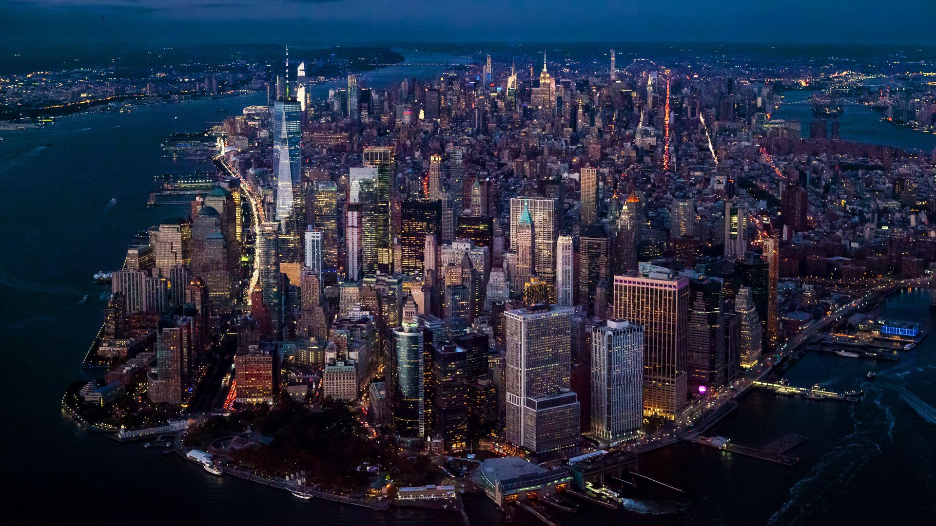 Vista aerea di Manhattan, New York City