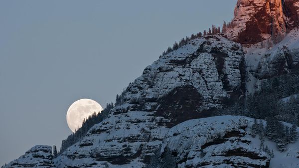 Moonrise over Yellowstone National Park, USA
