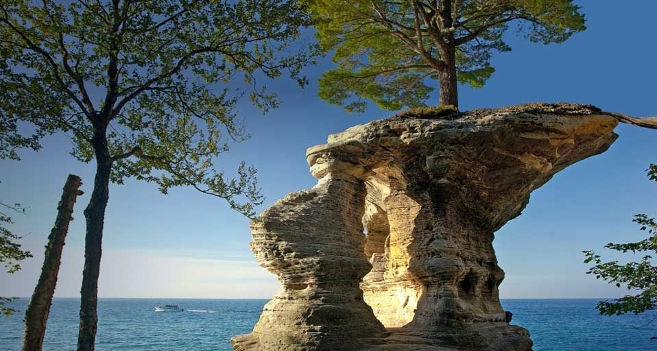 Chapel Rock in Pictured Rocks National Lakeshore, Michigan, USA