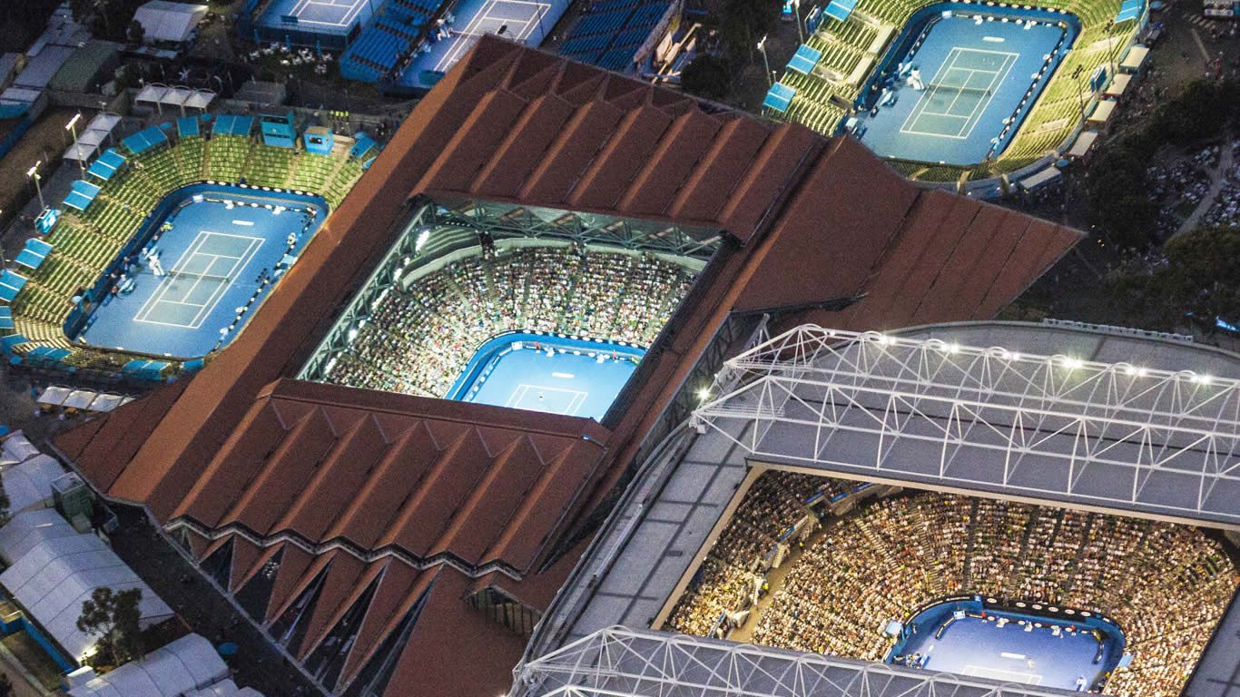 Tennis stadiums at Melbourne & Olympic Parks in Victoria, Australia
