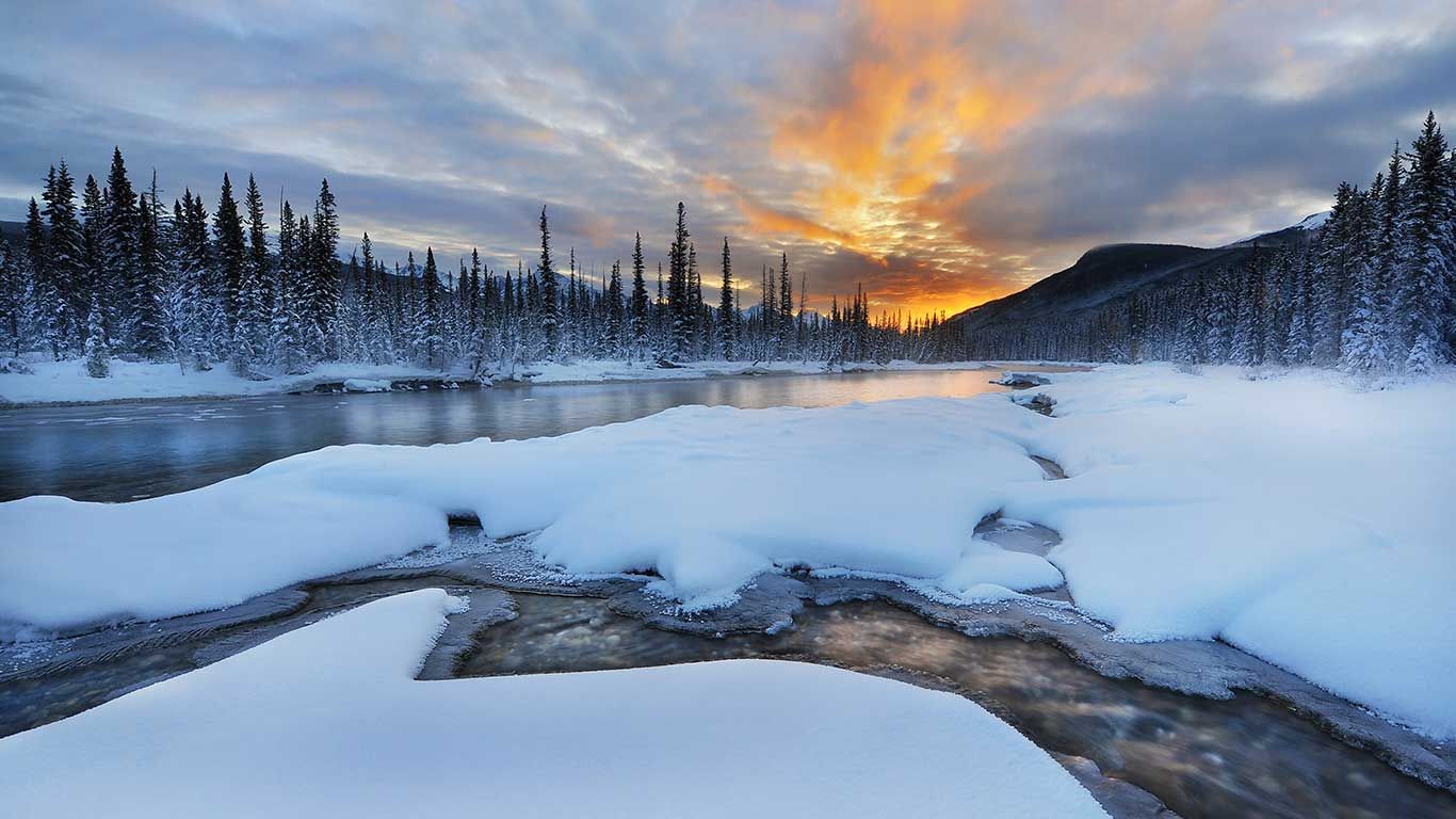 Sunrise at Castle mountain area of Banff national park, Alberta