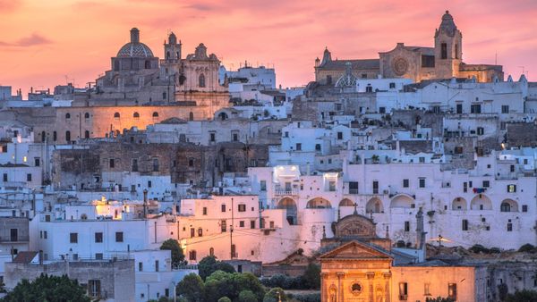 Ostuni at dusk, Apulia, Italy