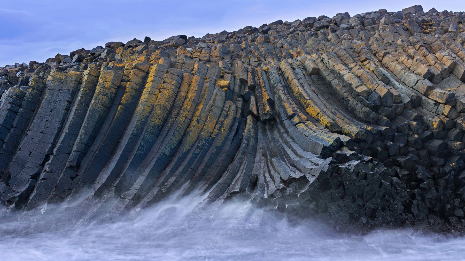 Basalt columns in Kálfshamarsvík cove, Skagi peninsula, Iceland