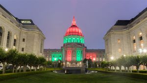 City Hall lit up for Juneteenth in San Francisco, California (© yhelfman/Shutterstock)(Bing United States)