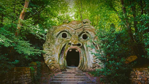 Orcus sculpture in the Gardens of Bomarzo in Bomarzo, Italy