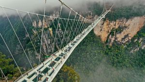 张家界大峡谷玻璃桥，湖南 (© MediaProduction/Getty Images)(Bing China)