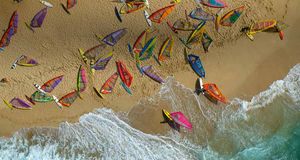 Ho'okipa beach covered with windsurfer boards, Maui, Hawaii -- Pacific Stock/Superstock &copy; (Bing Australia)