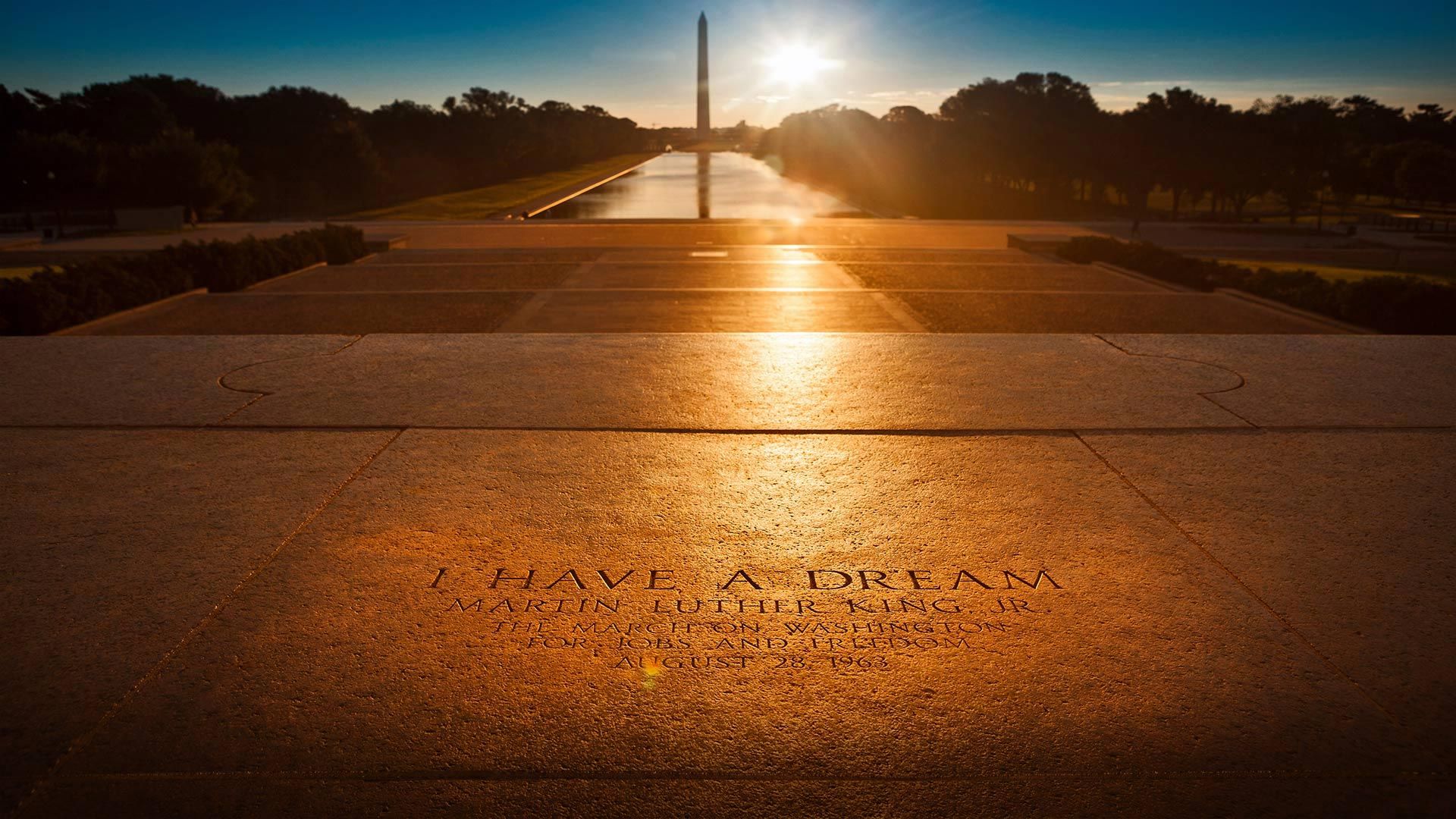 \'I Have a Dream\' inscription at the location of Dr. Martin Luther King Jr.\'s speech on the steps of the Lincoln Memorial in Washington, DC