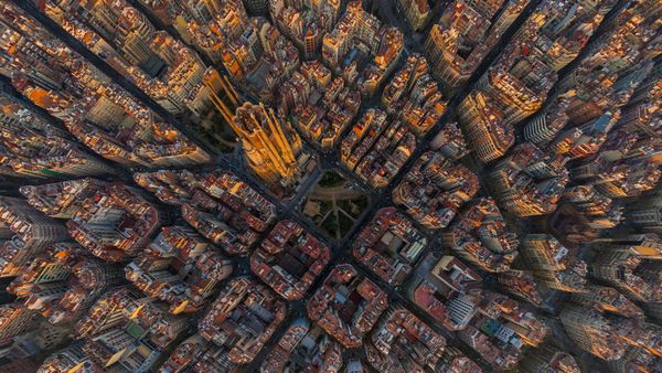 Imagen aérea de La Sargrada Familia, Barcelona, España