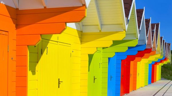 Beach huts, Scarborough, North Yorkshire, England