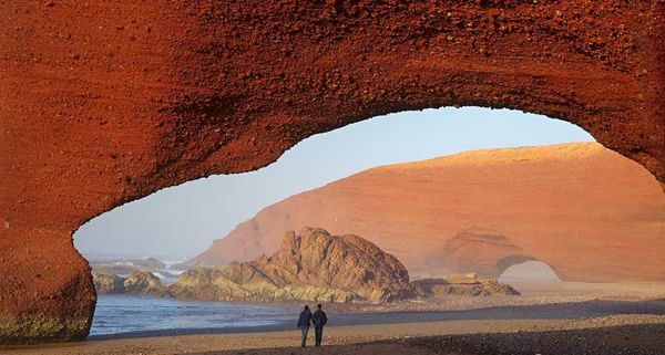 Red rock arch at Legzira beach near Sidi Ifni, Morocco