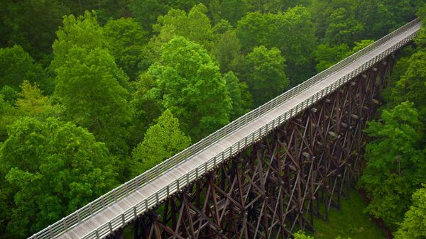 Trestle bridge on the Virginia Creeper Trail, Virginia, USA