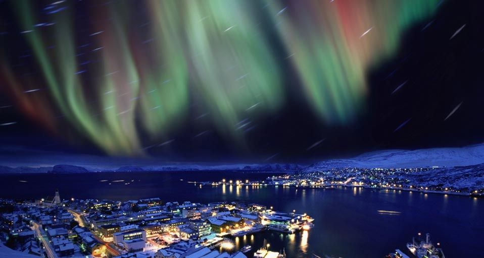 The aurora borealis in the skies over Hammerfest, Norway