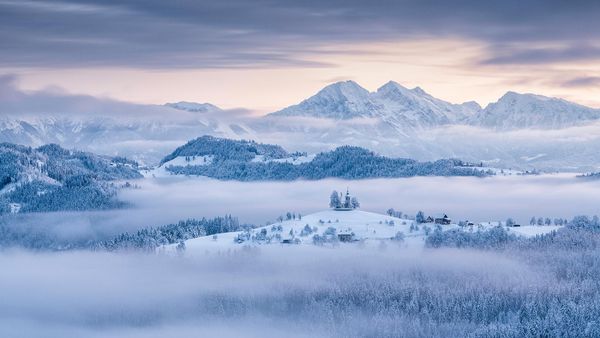The Church of St. Thomas above the village of Praprotno, Slovenia
