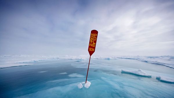Marker at 90 degrees North, aka the North Pole