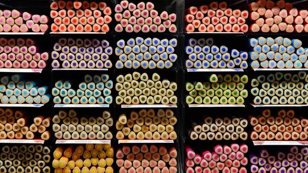 Pencils on display at Faber-Castell in Stein, Bavaria, Germany